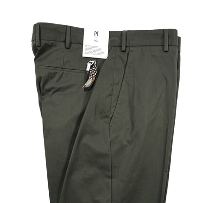 PT TORINO Edge "REBEL FIT" コットン100% ノータックテーパードパンツ / DELUXE COTTON カーキグリーン 48 | GUARDAROBA MILANO OFFICIAL STORE