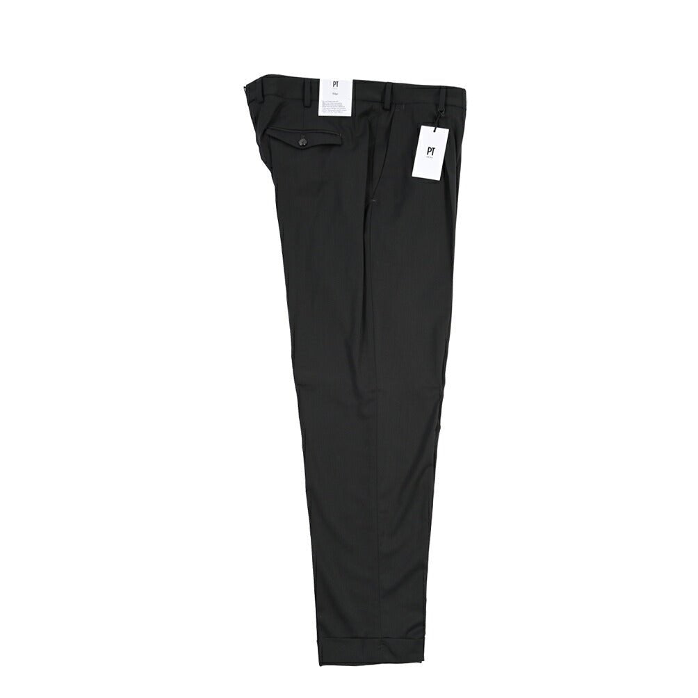 PT TORINO Edge “REBEL FIT” ストレッチウール ワンタックスラックス ブラック 52 | GUARDAROBA MILANO OFFICIAL STORE