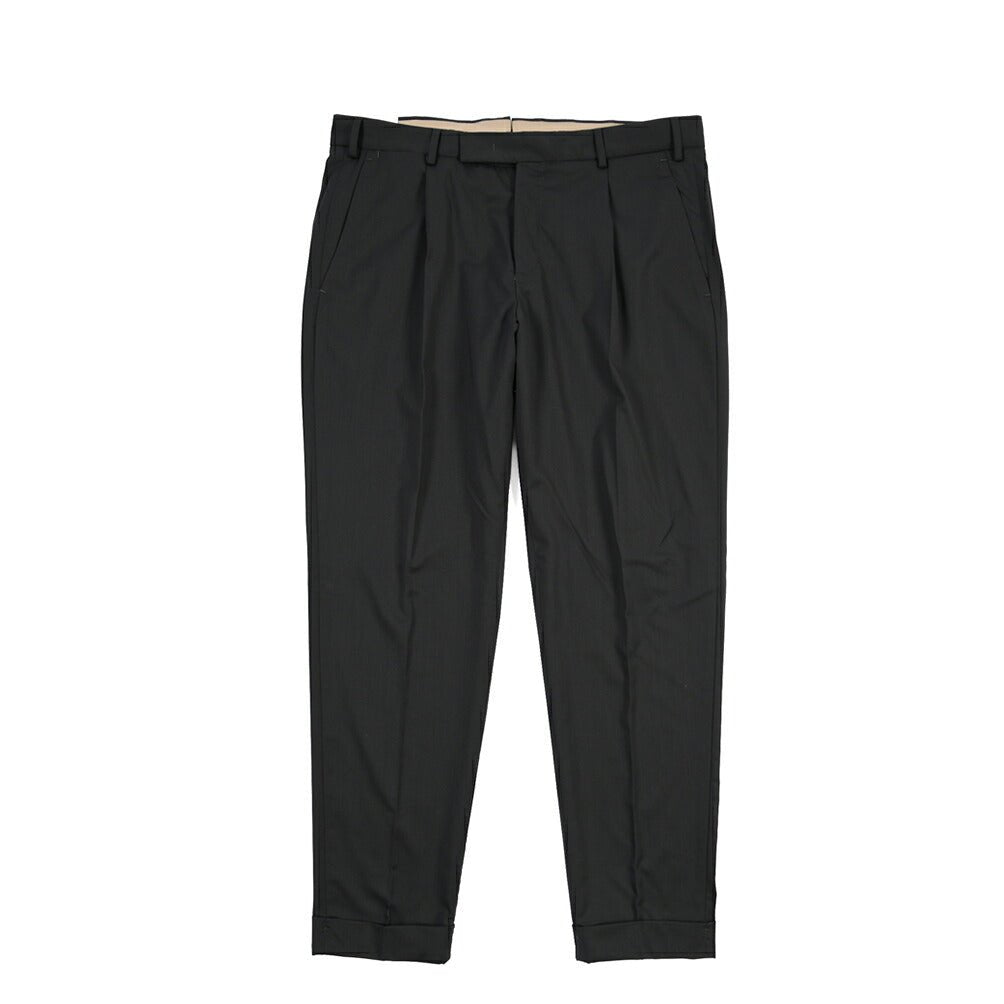 PT TORINO Edge “REBEL FIT” ストレッチウール ワンタックスラックス ブラック 52 | GUARDAROBA MILANO OFFICIAL STORE