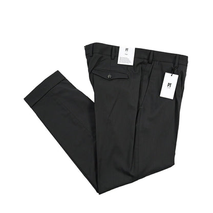 PT TORINO Edge “REBEL FIT” ストレッチウール ワンタックスラックス ブラック 52 | GUARDAROBA MILANO OFFICIAL STORE