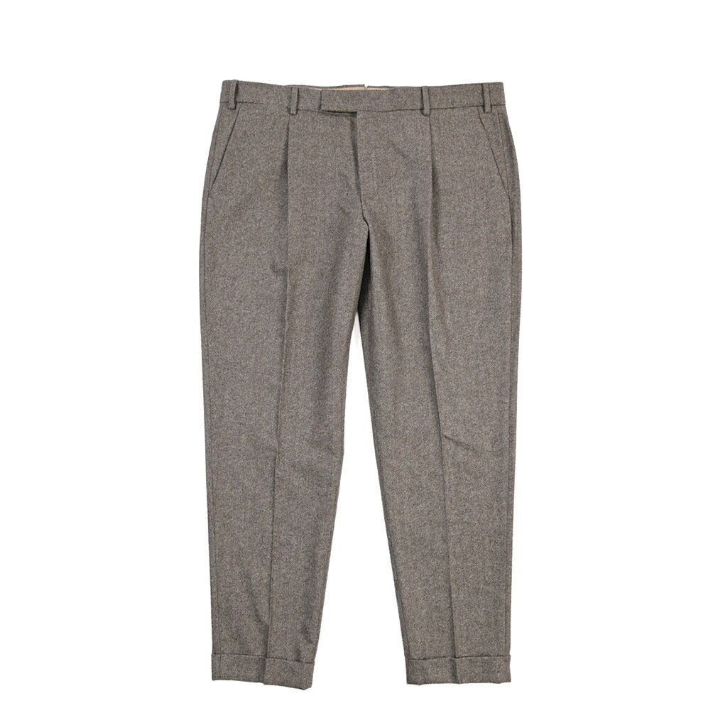 PT TORINO Edge “REBEL FIT” カシミヤ混ウール ワンタックヘリンボーンスラックス ブラウン 50 | GUARDAROBA MILANO OFFICIAL STORE