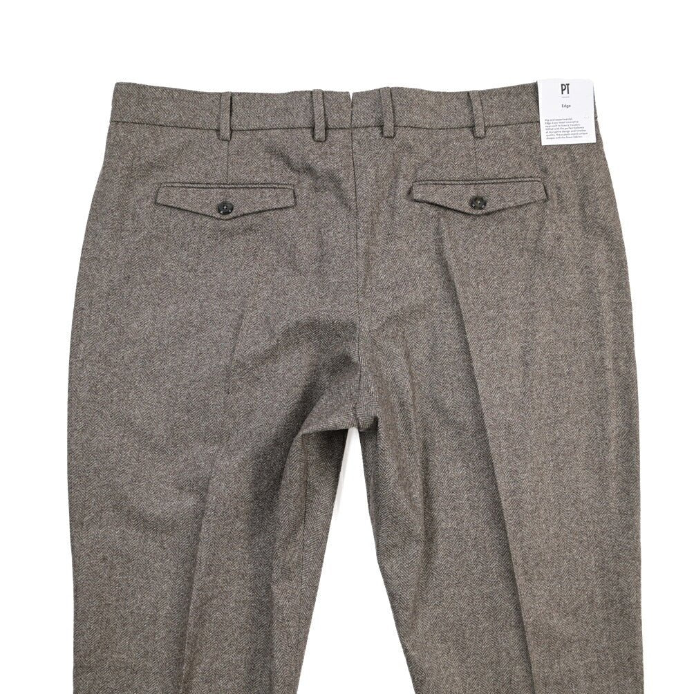 PT TORINO Edge “REBEL FIT” カシミヤ混ウール ワンタックヘリンボーンスラックス ブラウン 50 | GUARDAROBA MILANO OFFICIAL STORE