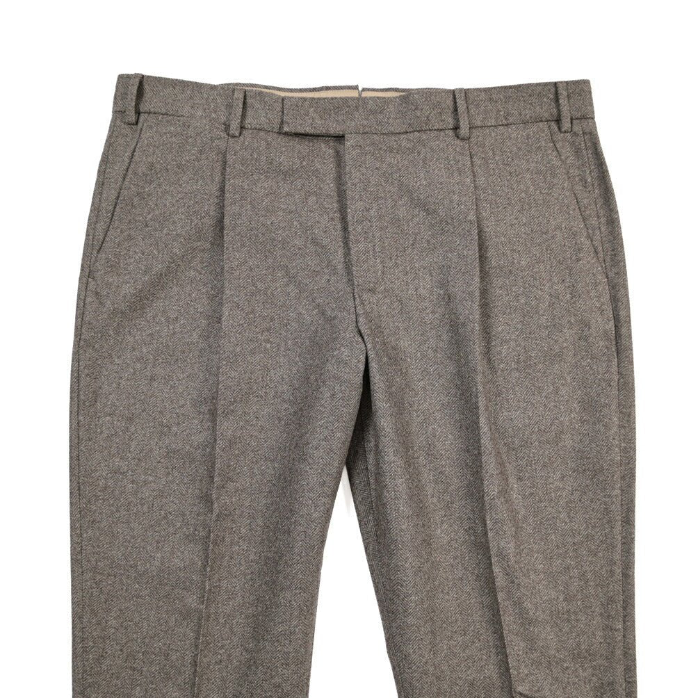 PT TORINO Edge “REBEL FIT” カシミヤ混ウール ワンタックヘリンボーンスラックス ブラウン 50 | GUARDAROBA MILANO OFFICIAL STORE