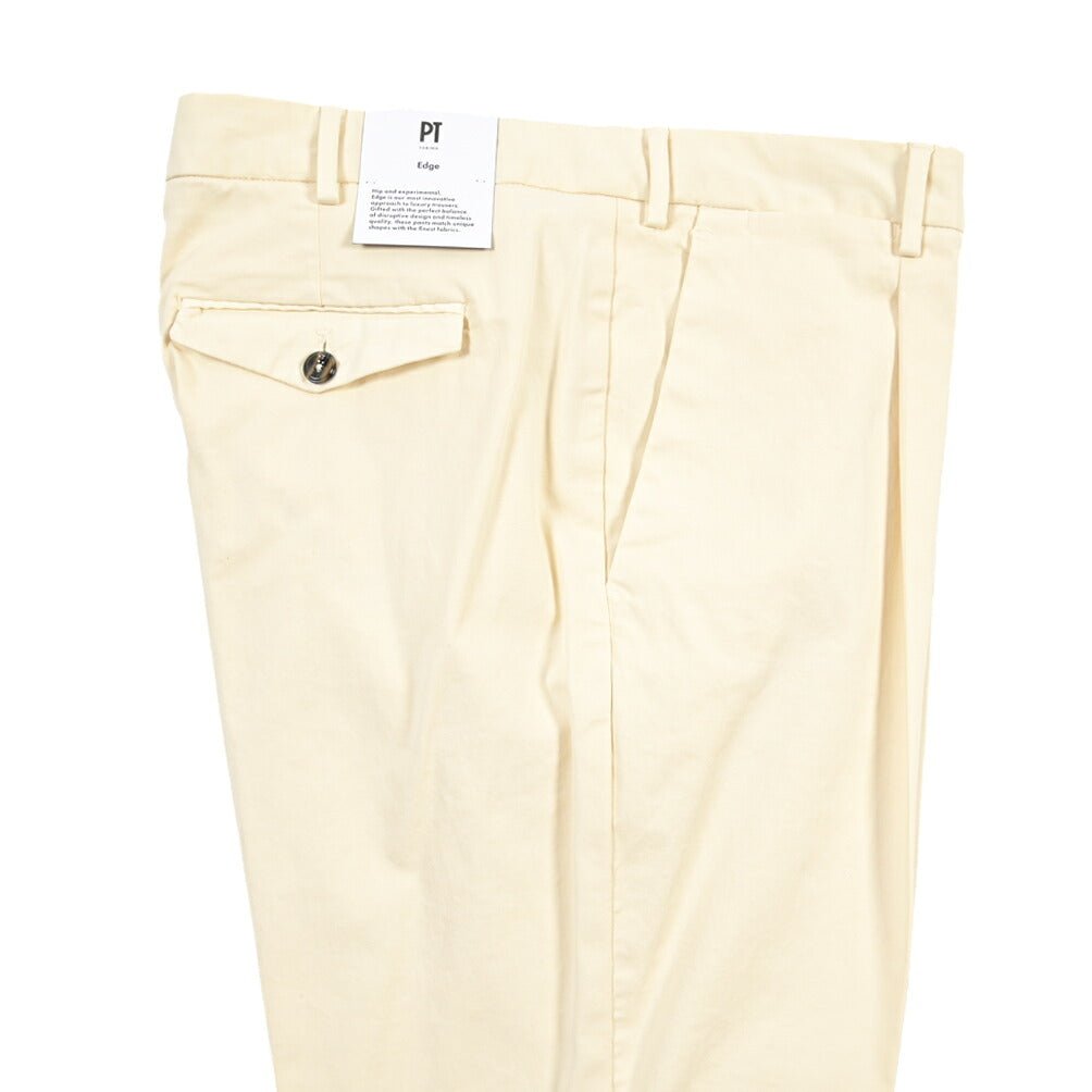 PT TORINO Edge “REBEL FIT” ストレッチコットン ワンタックチノパンツ オフホワイト 54 | GUARDAROBA MILANO OFFICIAL STORE