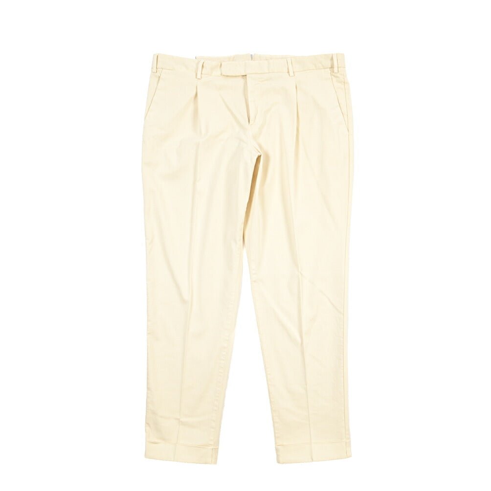 PT TORINO Edge “REBEL FIT” ストレッチコットン ワンタックチノパンツ オフホワイト 54 | GUARDAROBA MILANO OFFICIAL STORE