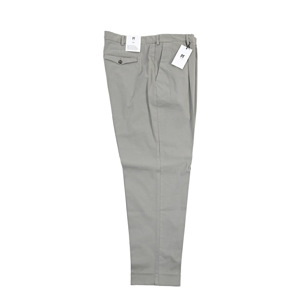 PT TORINO Edge “REBEL FIT” ストレッチコットン ワンタックパンツ グレー 56 | GUARDAROBA MILANO OFFICIAL STORE