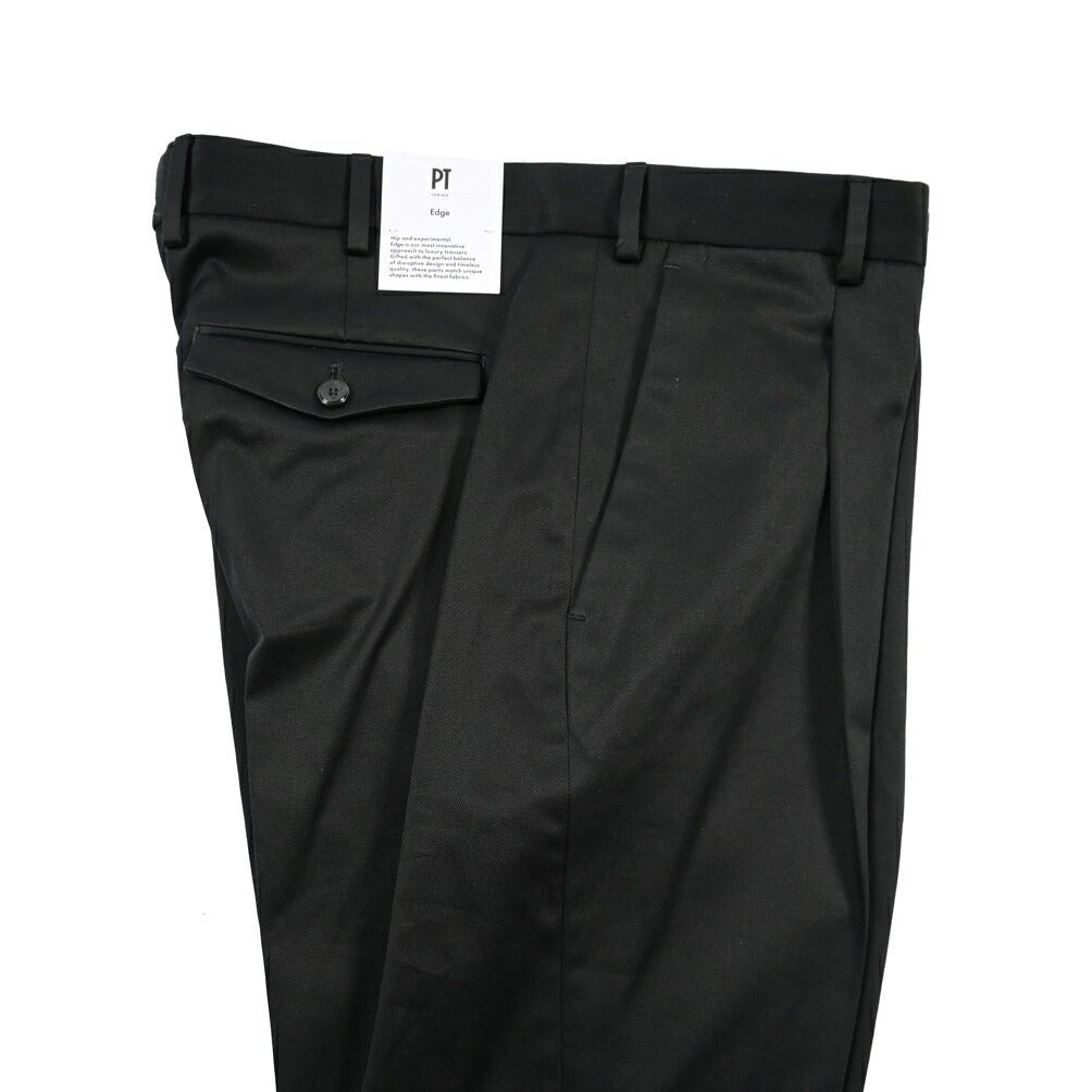 PT TORINO Edge “REBEL FIT” ストレッチコットン ワンタックパンツ ブラック 44 | GUARDAROBA MILANO OFFICIAL STORE