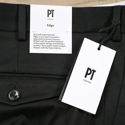 PT TORINO Edge “REBEL FIT” ストレッチコットン ワンタックパンツ ブラック 44 | GUARDAROBA MILANO OFFICIAL STORE
