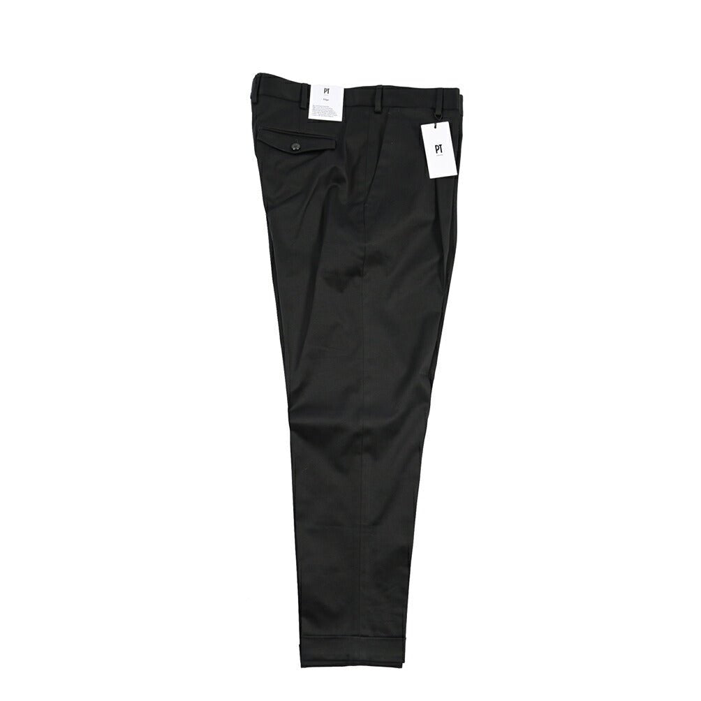 PT TORINO Edge “REBEL FIT” ストレッチコットン ワンタックパンツ ブラック 44 | GUARDAROBA MILANO OFFICIAL STORE
