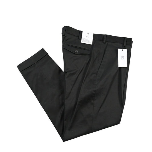 PT TORINO Edge “REBEL FIT” ストレッチコットン ワンタックパンツ ブラック 44 | GUARDAROBA MILANO OFFICIAL STORE