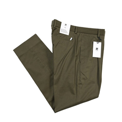 PT TORINO Edge “UNDICI” ストレッチコットン ワンタックパンツ カーキグリーン 44 | GUARDAROBA MILANO OFFICIAL STORE