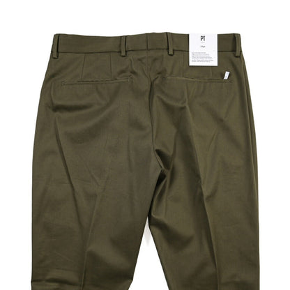 PT TORINO Edge “UNDICI” ストレッチコットン ワンタックパンツ カーキグリーン 44 | GUARDAROBA MILANO OFFICIAL STORE