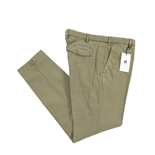 PT TORINO “MASTER FIT” リヨセル混コットン ノータックパンツ カーキグリーン 46 | GUARDAROBA MILANO OFFICIAL STORE