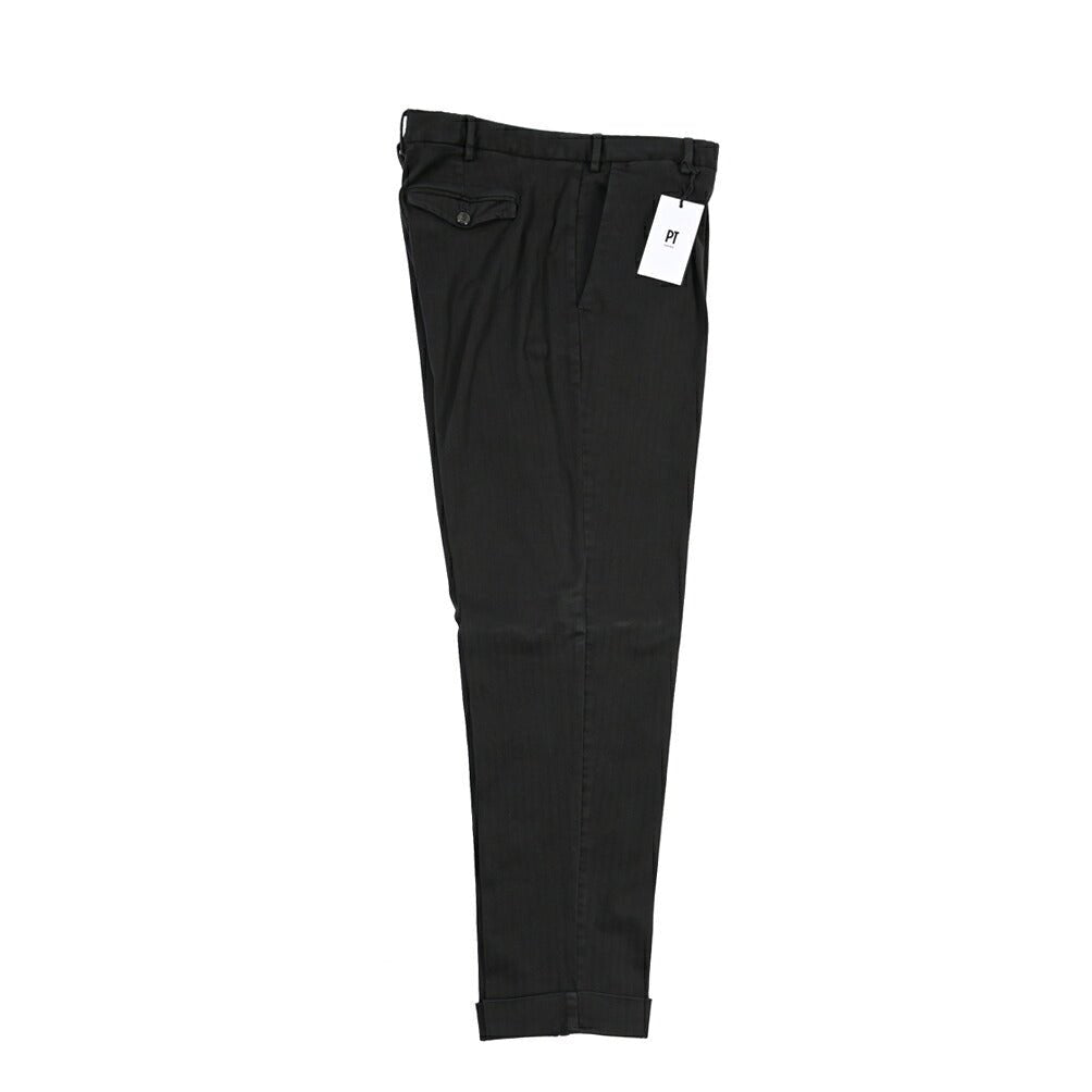 PT TORINO “REBEL FIT” ストレッチコットン ワンタックパンツ ブラック 52 | GUARDAROBA MILANO OFFICIAL STORE