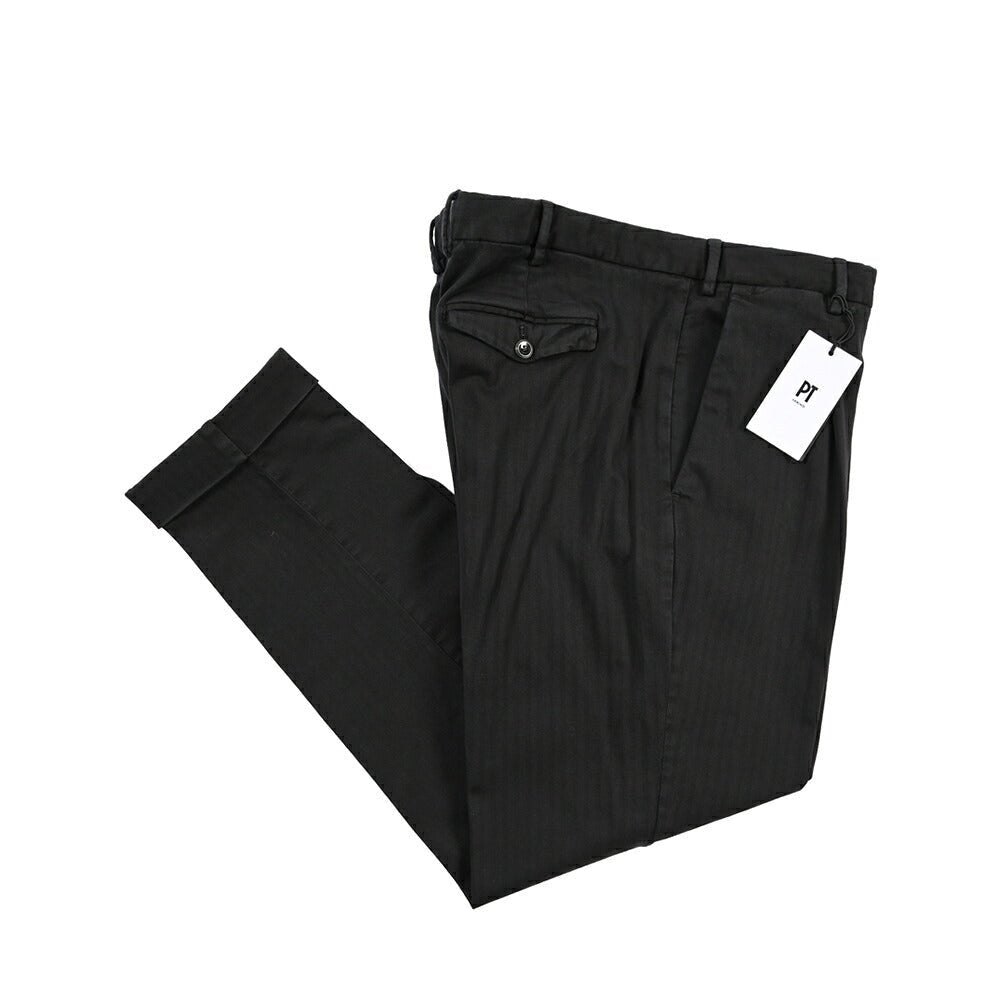 PT TORINO “REBEL FIT” ストレッチコットン ワンタックパンツ ブラック 52 | GUARDAROBA MILANO OFFICIAL STORE