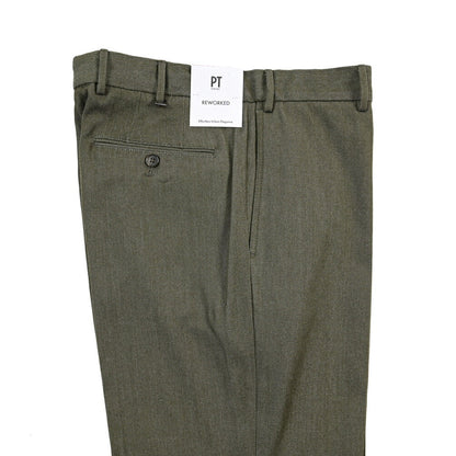 PT TORINO ReWorked “MADS CARROT FIT” コットン混ウール ノータックパンツ カーキグリーン 50 | GUARDAROBA MILANO OFFICIAL STORE