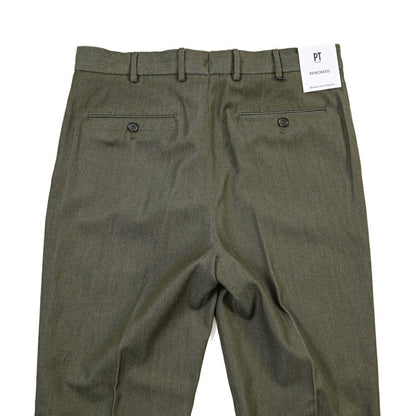 PT TORINO ReWorked “MADS CARROT FIT” コットン混ウール ノータックパンツ カーキグリーン 50 | GUARDAROBA MILANO OFFICIAL STORE