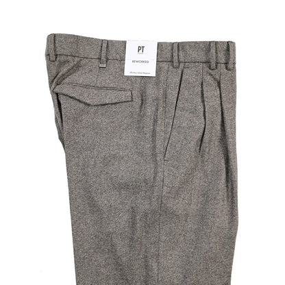 PT TORINO ReWorked “MICHAEL” カシミヤ混ウール ヘリンボーンワイドスラックス ブラウン 48 | GUARDAROBA MILANO OFFICIAL STORE