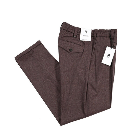 PT TORINO ReWorked “THE REBEL” カシミヤ混ウール ノータックスラックス ワインレッド 32 | GUARDAROBA MILANO OFFICIAL STORE