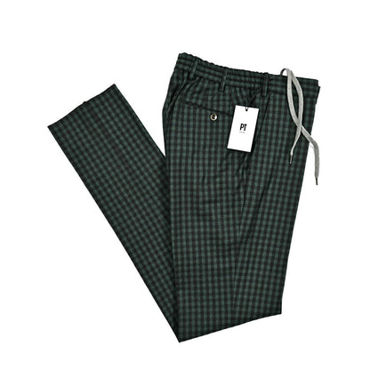 PT TORINO "SLIM FIT" ウールコットン ドローコードノータックスラックス｜414978-46｜GUARDAROBA MILANO OFFICIAL STORE