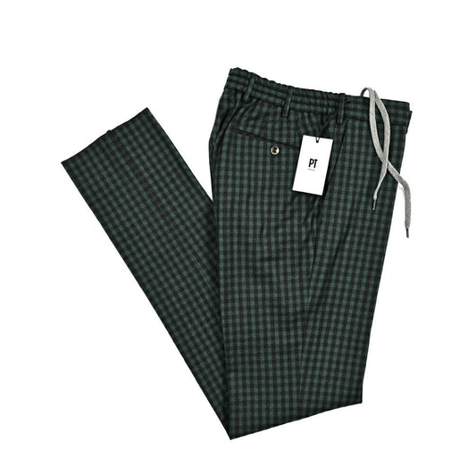 PT TORINO "SLIM FIT" ウールコットン ドローコードノータックスラックス｜414978-46｜GUARDAROBA MILANO OFFICIAL STORE