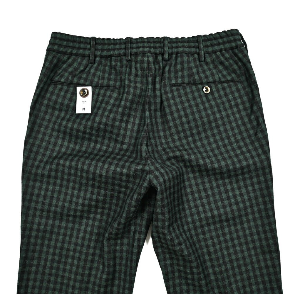 PT TORINO "SLIM FIT" ウールコットン ドローコードノータックスラックス｜414978-46｜GUARDAROBA MILANO OFFICIAL STORE