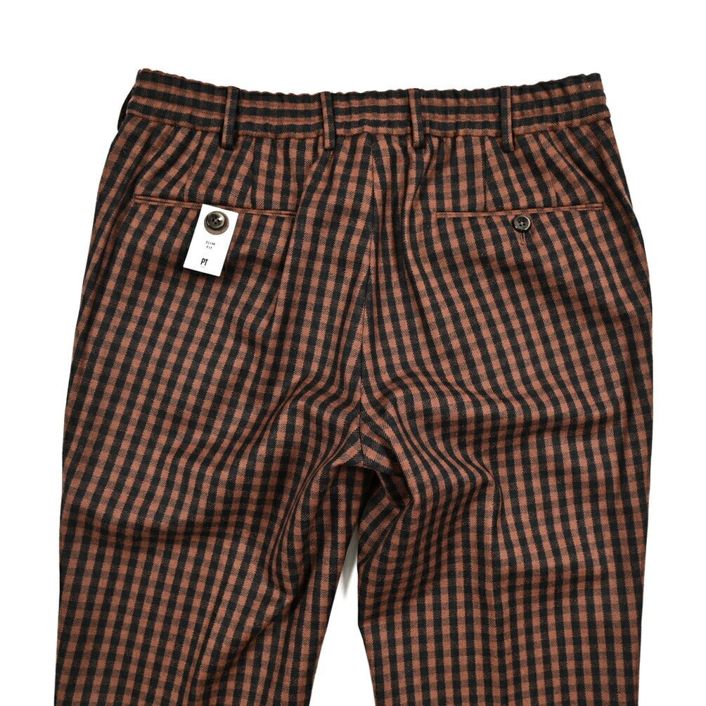 PT TORINO "SLIM FIT" ウールコットン ドローコードノータックスラックス｜414995-46｜GUARDAROBA MILANO OFFICIAL STORE