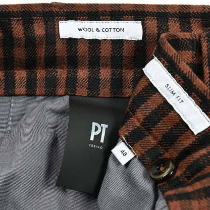 PT TORINO "SLIM FIT" ウールコットン ドローコードノータックスラックス｜414995-46｜GUARDAROBA MILANO OFFICIAL STORE