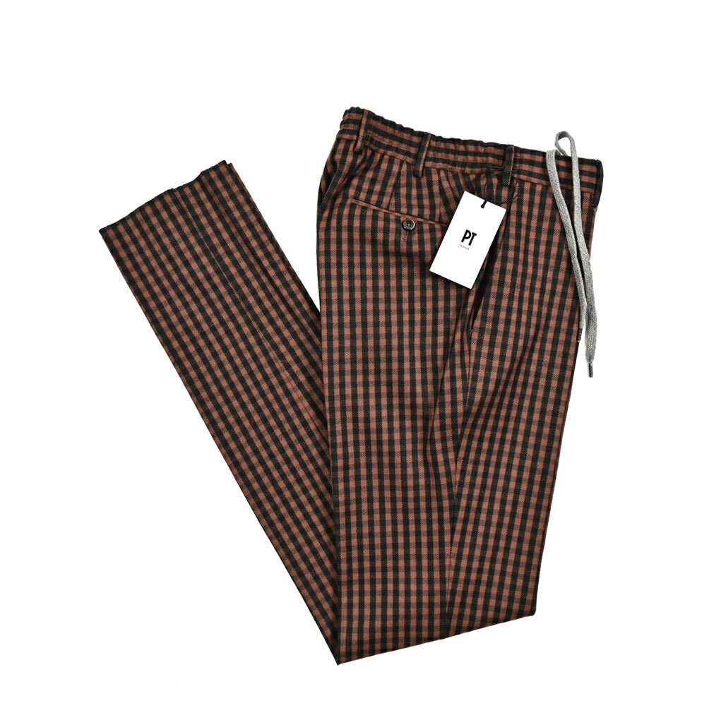 PT TORINO "SLIM FIT" ウールコットン ドローコードノータックスラックス｜414995-46｜GUARDAROBA MILANO OFFICIAL STORE