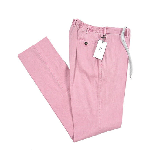 PT TORINO "SLIM FIT" リネン混 ドローコード付きノータックスリムパンツ ピンク 52 | GUARDAROBA MILANO OFFICIAL STORE