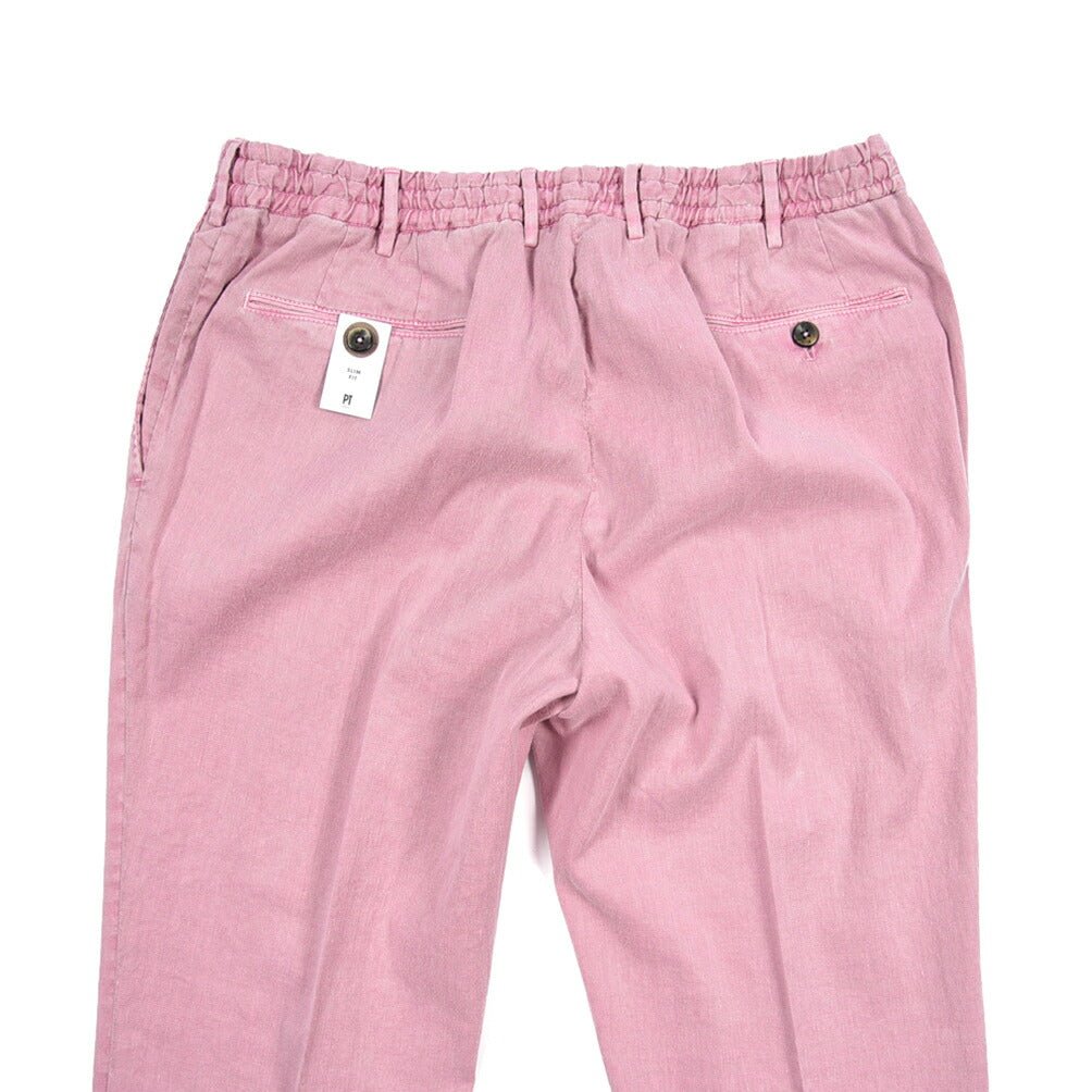 PT TORINO "SLIM FIT" リネン混 ドローコード付きノータックスリムパンツ ピンク 52 | GUARDAROBA MILANO OFFICIAL STORE