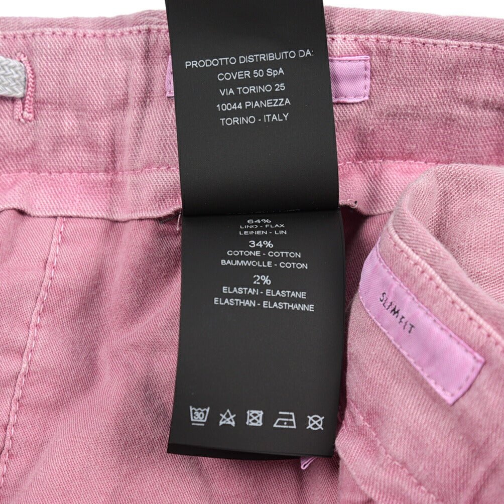 PT TORINO "SLIM FIT" リネン混 ドローコード付きノータックスリムパンツ ピンク 52 | GUARDAROBA MILANO OFFICIAL STORE