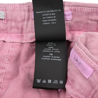 PT TORINO "SLIM FIT" リネン混 ドローコード付きノータックスリムパンツ ピンク 52 | GUARDAROBA MILANO OFFICIAL STORE