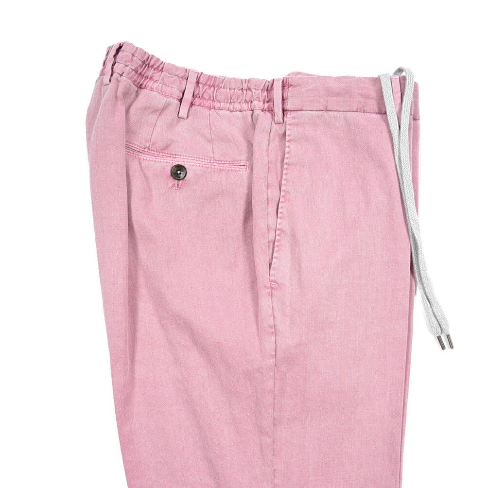 PT TORINO "SLIM FIT" リネン混 ドローコード付きノータックスリムパンツ ピンク 52 | GUARDAROBA MILANO OFFICIAL STORE