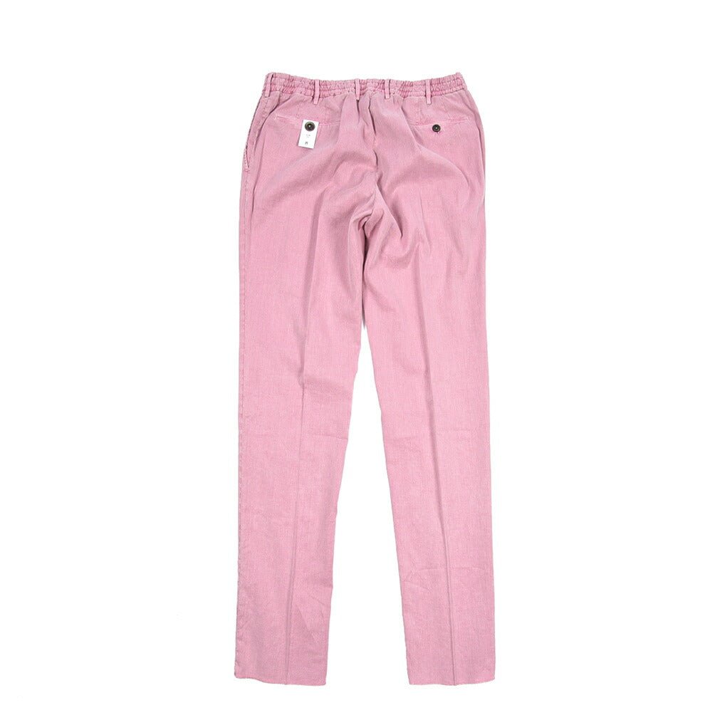 PT TORINO "SLIM FIT" リネン混 ドローコード付きノータックスリムパンツ ピンク 52 | GUARDAROBA MILANO OFFICIAL STORE