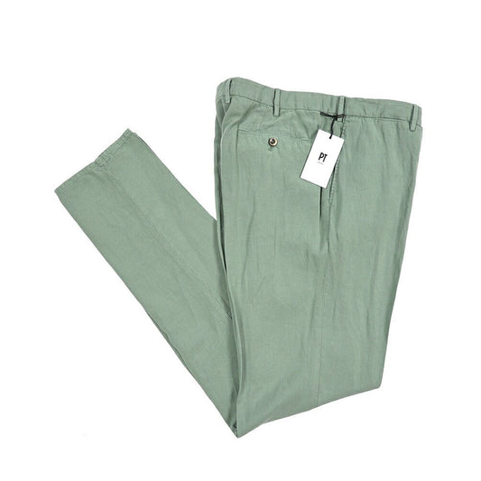 PT TORINO "SLIM FIT" リネン混 ノータックスリムパンツ カーキグリーン 56 | GUARDAROBA MILANO OFFICIAL STORE