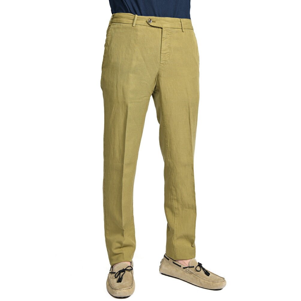 PT TORINO "SLIM FIT" リヨセル混 ノータックスリムパンツ カーキグリーン 46 | GUARDAROBA MILANO OFFICIAL STORE