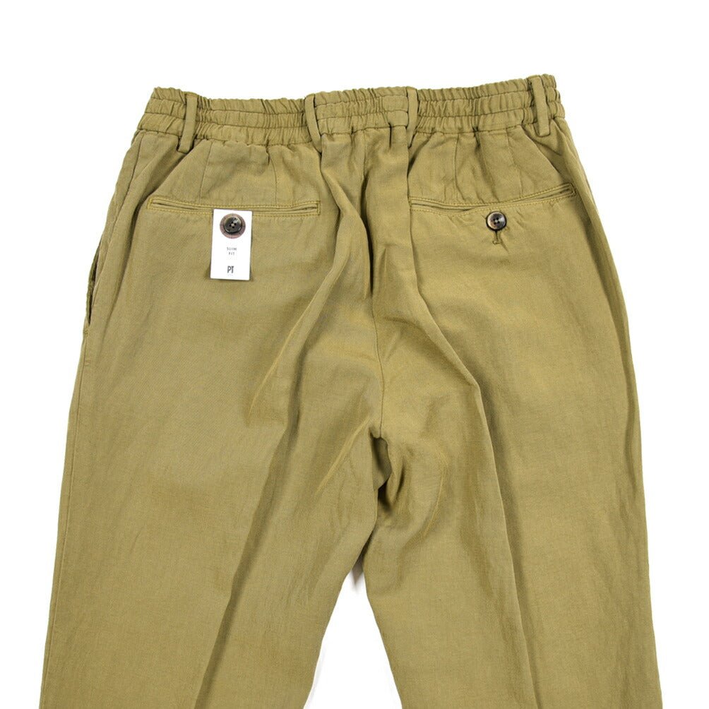 PT TORINO "SLIM FIT" リヨセル混 ノータックスリムパンツ カーキグリーン 46 | GUARDAROBA MILANO OFFICIAL STORE