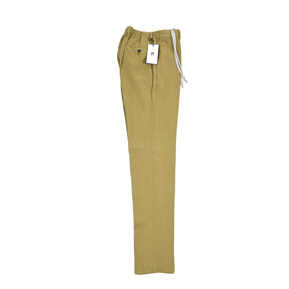 PT TORINO "SLIM FIT" リヨセル混 ノータックスリムパンツ カーキグリーン 46 | GUARDAROBA MILANO OFFICIAL STORE