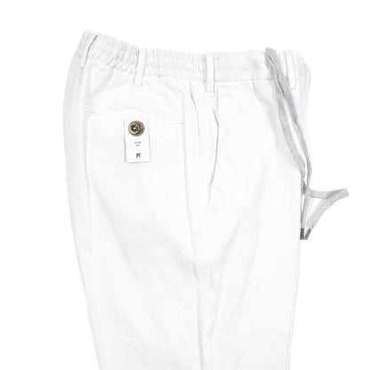 PT TORINO "SLIM FIT" リネン混 ドローコード付きノータックスリムパンツ ホワイト 48 | GUARDAROBA MILANO OFFICIAL STORE