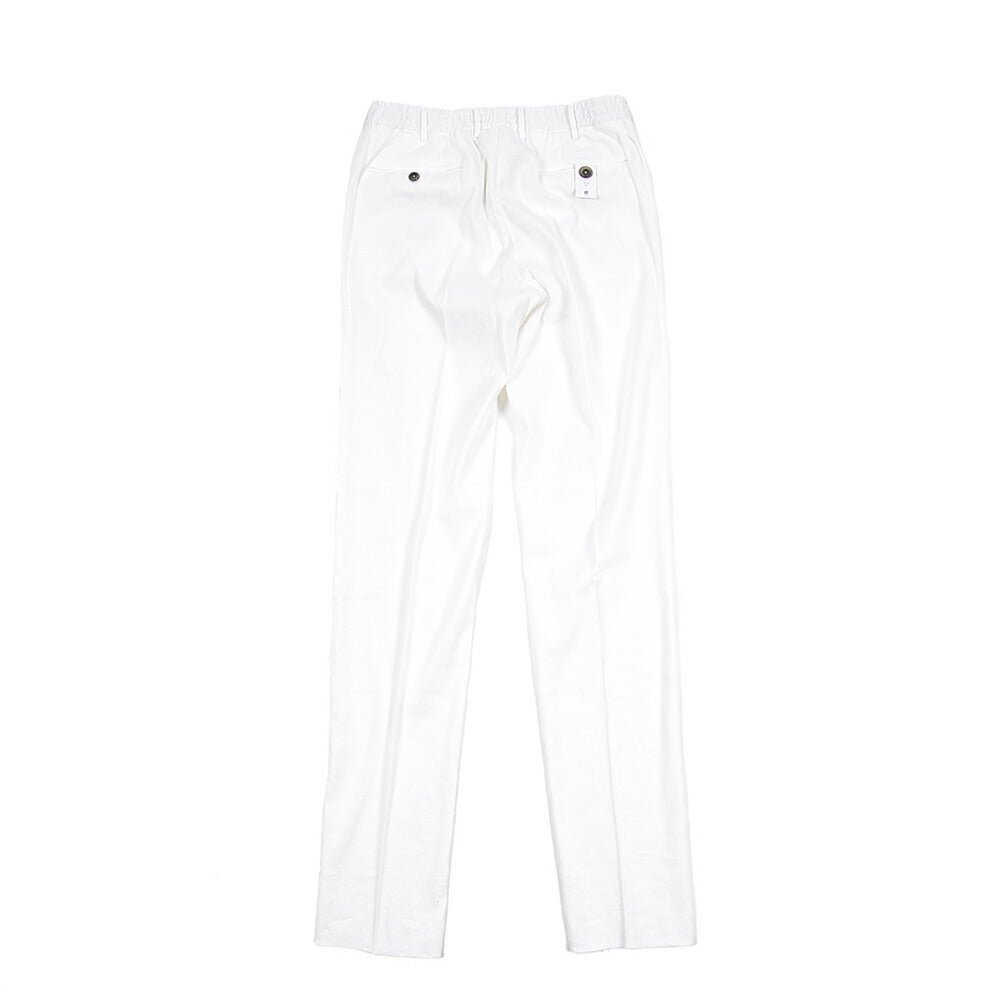 PT TORINO "SLIM FIT" リネン混 ドローコード付きノータックスリムパンツ ホワイト 48 | GUARDAROBA MILANO OFFICIAL STORE