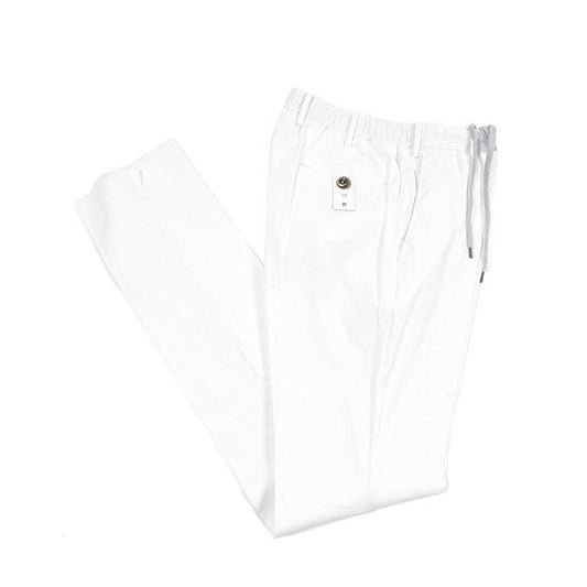 PT TORINO "SLIM FIT" リネン混 ドローコード付きノータックスリムパンツ ホワイト 48 | GUARDAROBA MILANO OFFICIAL STORE