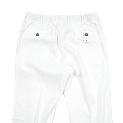PT TORINO "SLIM FIT" リネン混 ドローコード付きノータックスリムパンツ ホワイト 48 | GUARDAROBA MILANO OFFICIAL STORE