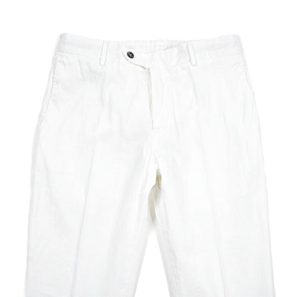 PT TORINO "SLIM FIT" リネン混 ドローコード付きノータックスリムパンツ ホワイト 48 | GUARDAROBA MILANO OFFICIAL STORE