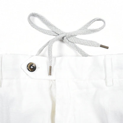 PT TORINO "SLIM FIT" リネン混 ドローコード付きノータックスリムパンツ ホワイト 48 | GUARDAROBA MILANO OFFICIAL STORE