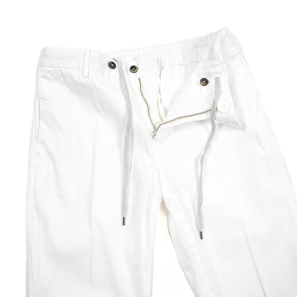 PT TORINO "SLIM FIT" リネン混 ドローコード付きノータックスリムパンツ ホワイト 48 | GUARDAROBA MILANO OFFICIAL STORE