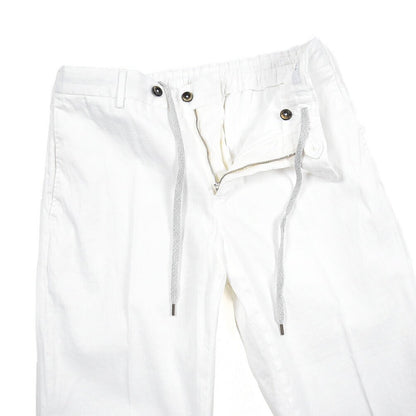 PT TORINO "SLIM FIT" リネン混 ドローコード付きノータックスリムパンツ ホワイト 48 | GUARDAROBA MILANO OFFICIAL STORE