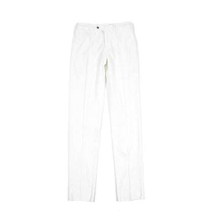 PT TORINO "SLIM FIT" リネン混 ドローコード付きノータックスリムパンツ ホワイト 48 | GUARDAROBA MILANO OFFICIAL STORE
