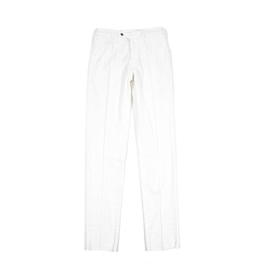 PT TORINO "SLIM FIT" リネン混 ドローコード付きノータックスリムパンツ ホワイト 48 | GUARDAROBA MILANO OFFICIAL STORE