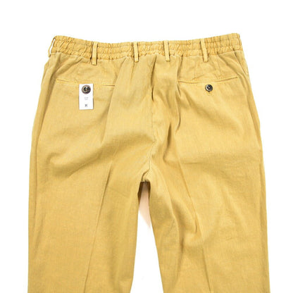 PT TORINO "SLIM FIT" リネン混コットン ドローコード付きノータックパンツ イエロー 52 | GUARDAROBA MILANO OFFICIAL STORE